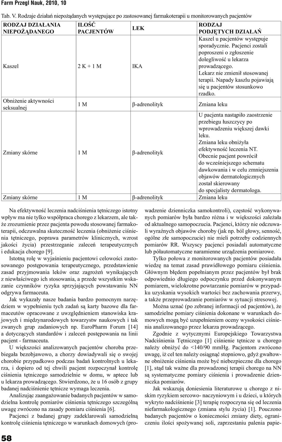 u pacjentów występuje sporadycznie. Pacjenci zostali poproszeni o zgłoszenie dolegliwość u lekarza prowadzącego. Lekarz nie zmienił stosowanej terapii.