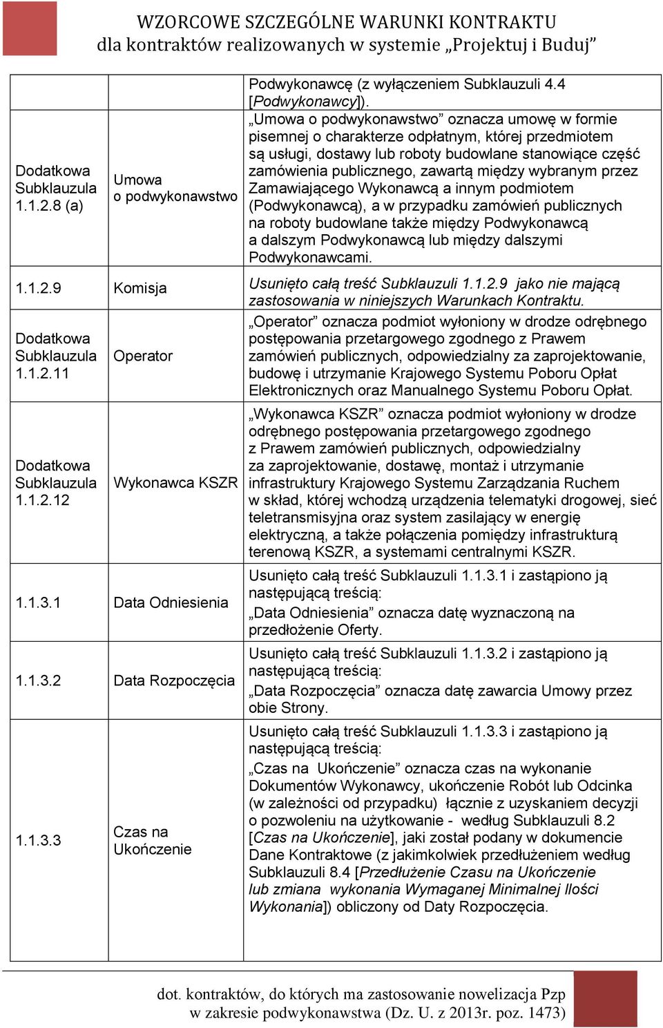 wybranym przez Zamawiającego Wykonawcą a innym podmiotem (Podwykonawcą), a w przypadku zamówień publicznych na roboty budowlane także między Podwykonawcą a dalszym Podwykonawcą lub między dalszymi