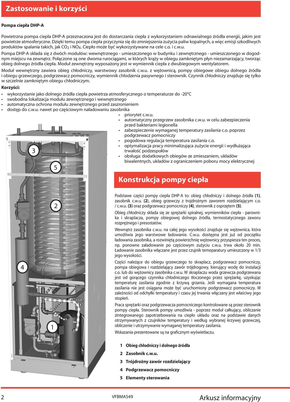 Połączone są one dwoma rurociągami, w których krąży w obiegu zamkniętym płyn niezamarzający, tworząc obieg ciepła. Moduł zewnętrzny wyposażony jest w wymiennik ciepła z dwubiegowym wentylatorem.