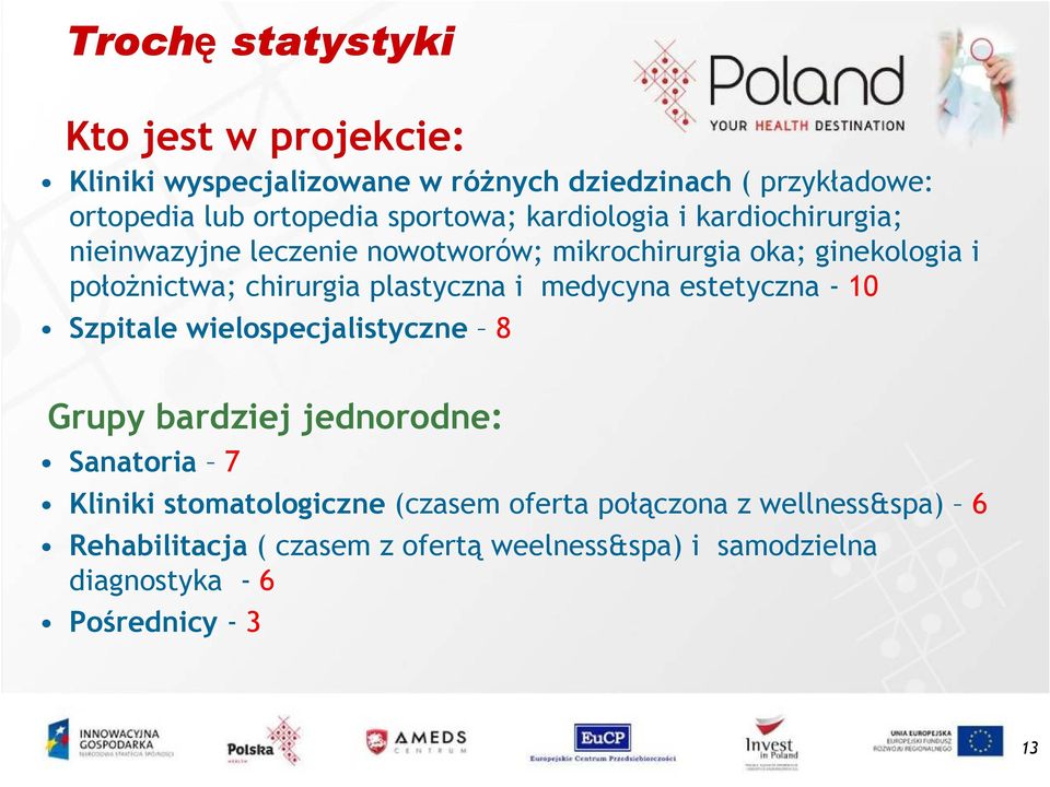 plastyczna i medycyna estetyczna - 10 Szpitale wielospecjalistyczne 8 Grupy bardziej jednorodne: Sanatoria 7 Kliniki