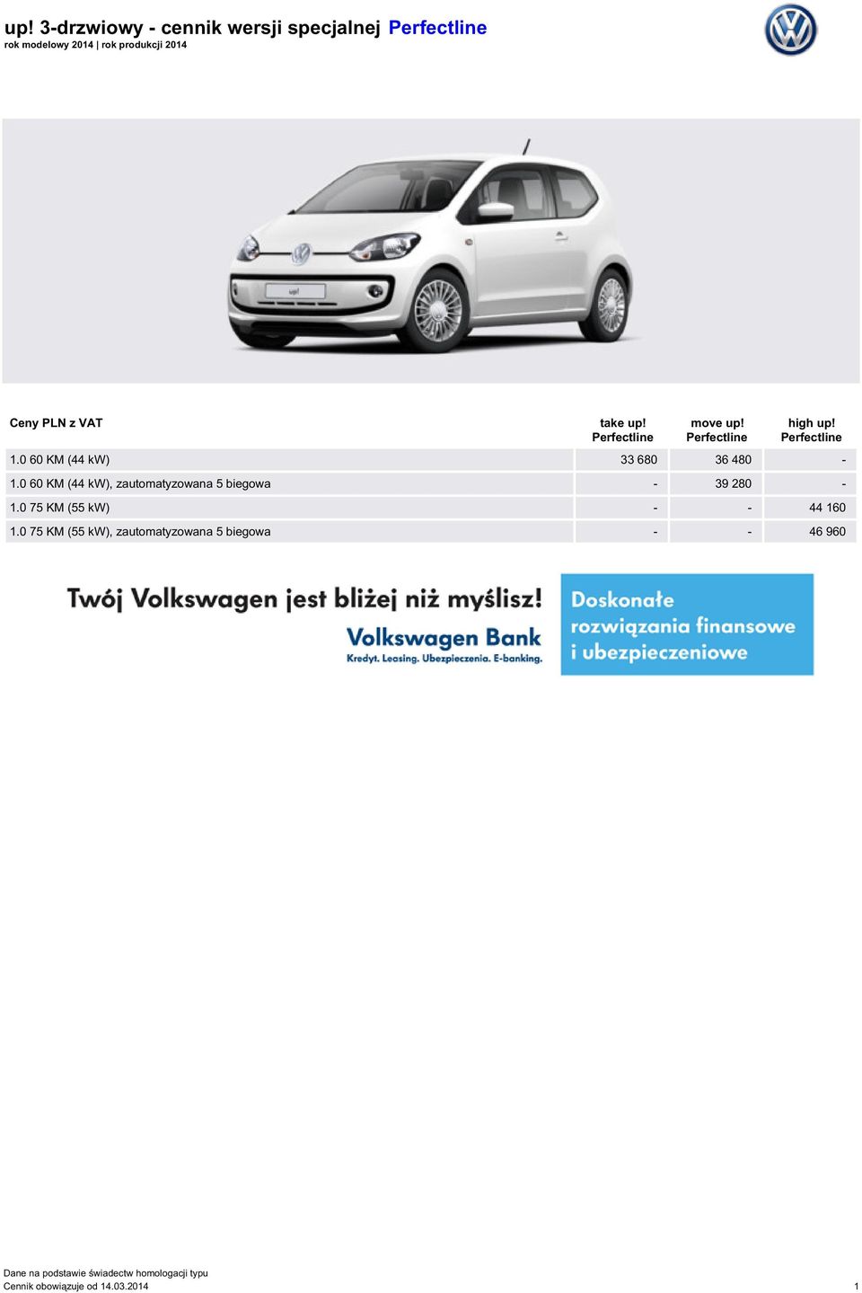 0 60 KM (44 kw), zautomatyzowana 5 biegowa - 39 280-1.0 75 KM (55 kw) - - 44 160 1.