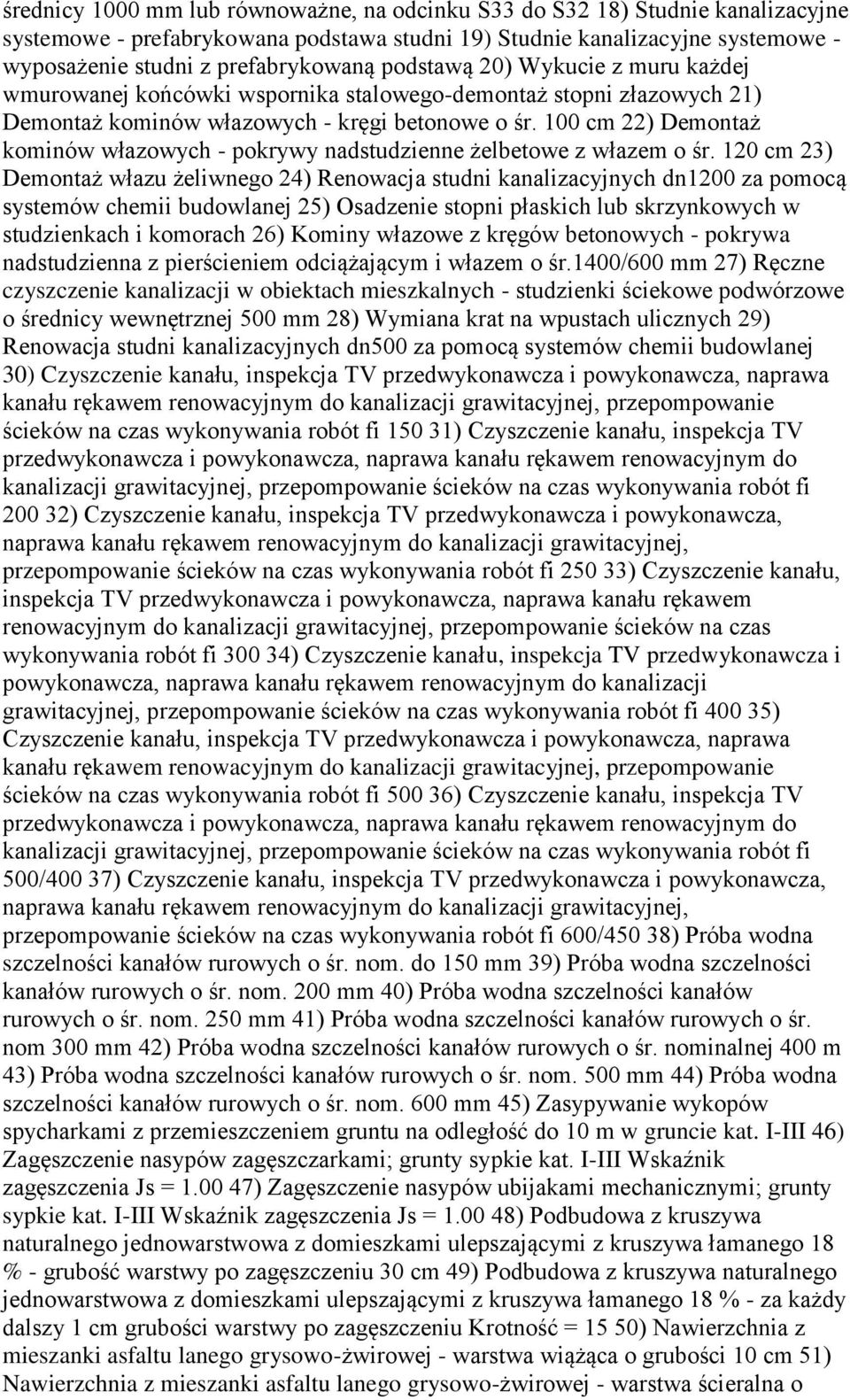 100 cm 22) Demontaż kominów włazowych - pokrywy nadstudzienne żelbetowe z włazem o śr.