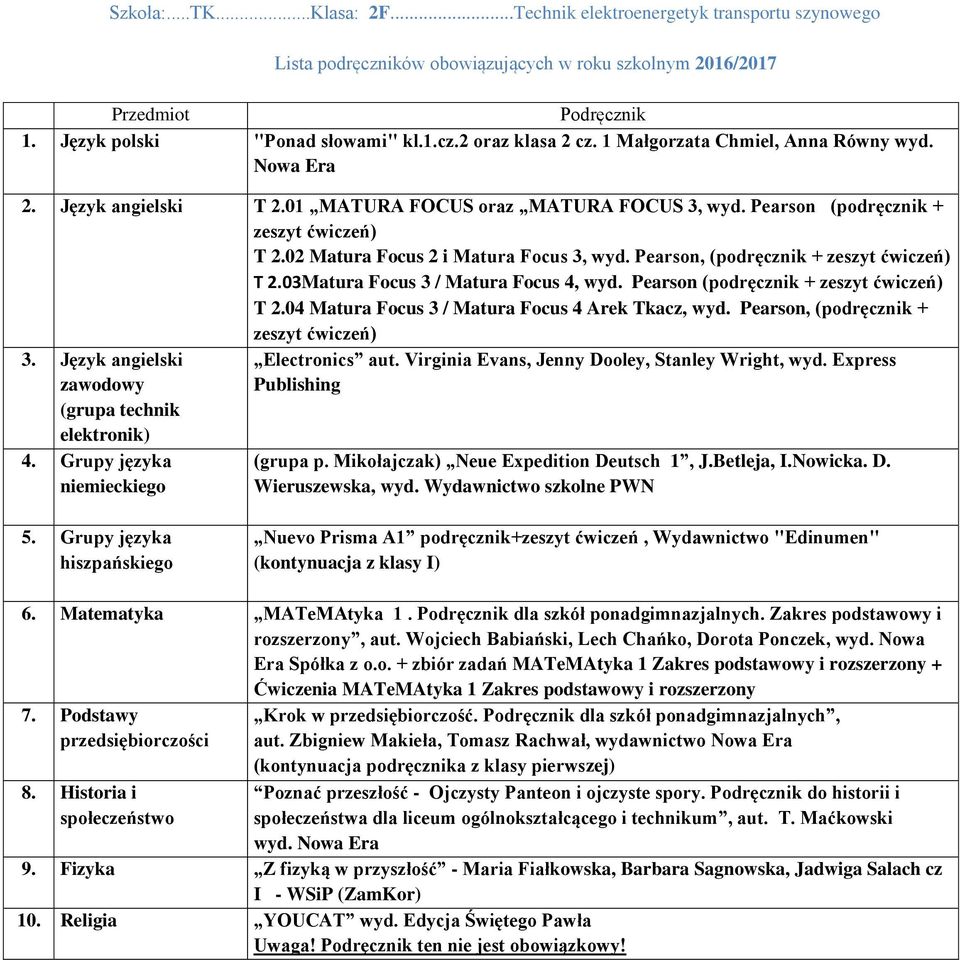 03Matura Focus 3 / Matura Focus 4, wyd. Pearson (podręcznik + zeszyt T 2.04 Matura Focus 3 / Matura Focus 4 Arek Tkacz, wyd. Pearson, (podręcznik + zeszyt 3.