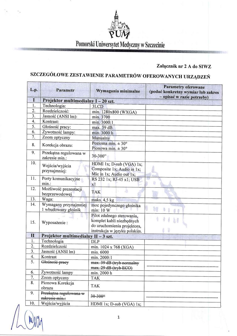 : l0 WejScia/wyj$cia przynajmniej: 11 Porty komunikacyjne min.: t2. MoZliwoSd prezentacji bezprzewodowei 1a Pozioma min.4 30o Pionowa min.