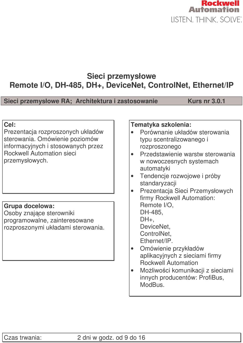 Porównanie układów sterowania typu scentralizowanego i rozproszonego Przedstawienie warstw sterowania w nowoczesnych systemach automatyki Tendencje rozwojowe i próby standaryzacji Prezentacja Sieci