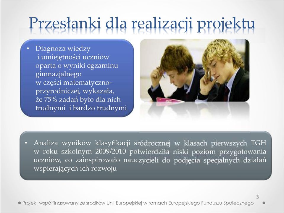 trudnymi Analiza wyników klasyfikacji śródrocznej w klasach pierwszych TGH w roku szkolnym 2009/2010