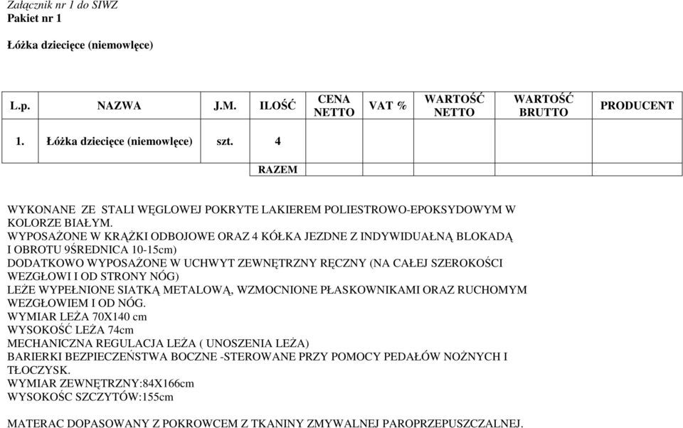 NÓG) LEśE WYPEŁNIONE SIATKĄ METALOWĄ, WZMOCNIONE PŁASKOWNIKAMI ORAZ RUCHOMYM WEZGŁOWIEM I OD NÓG.