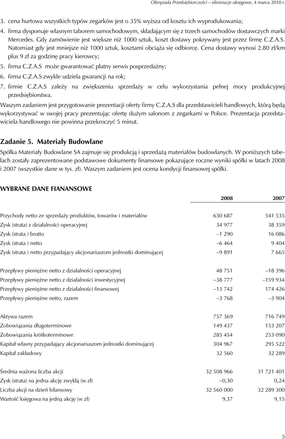 A.S. Natomiast gdy jest mniejsze niż 1000 sztuk, kosztami obciąża się odbiorcę. Cena dostawy wynosi 2.80 zł/km plus 9 zł za godzinę pracy kierowcy; 5. firma C.Z.A.S może gwarantować płatny serwis posprzedażny; 6.