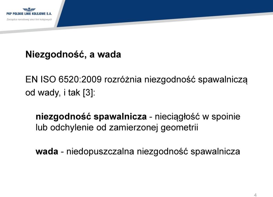 spawalnicza - nieciągłość w spoinie lub odchylenie od