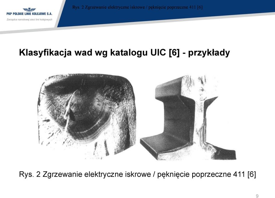 wg katalogu UIC [6] - przykłady  pęknięcie