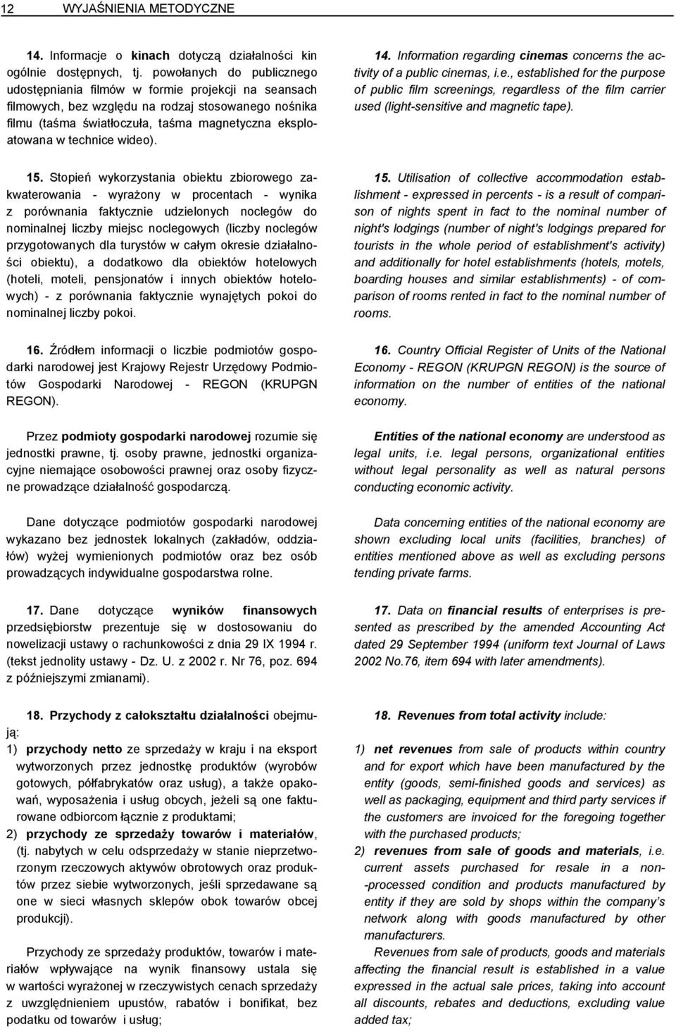 technice wideo). 14. Information regarding cinemas concerns the activity of a public cinemas, i.e., established for the purpose of public film screenings, regardless of the film carrier used (light-sensitive and magnetic tape).