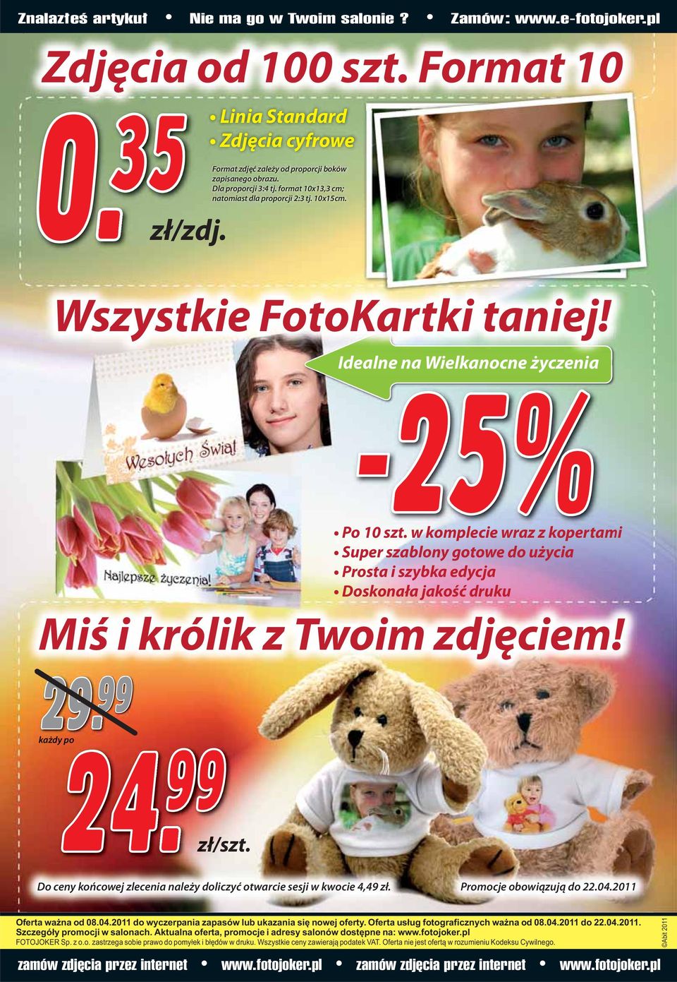 w komplecie wraz z kopertami Super szablony gotowe do użycia Prosta i szybka edycja Doskonała jakość druku Miś i królik z Twoim zdjęciem! 24. zł/szt.