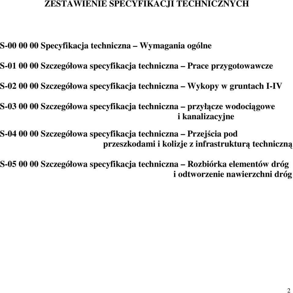 specyfikacja techniczna przyłącze wodociągowe i kanalizacyjne S-04 00 00 Szczegółowa specyfikacja techniczna Przejścia pod