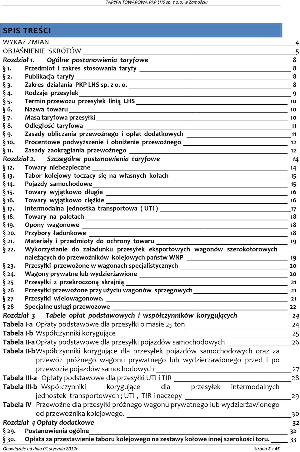 Odległość taryfowa 11 9. Zasady obliczania przewoźnego i opłat dodatkowych 11 10. Procentowe podwyższenie i obniżenie przewoźnego 12 11. Zasady zaokrąglania przewoźnego 12 Rozdział 2.