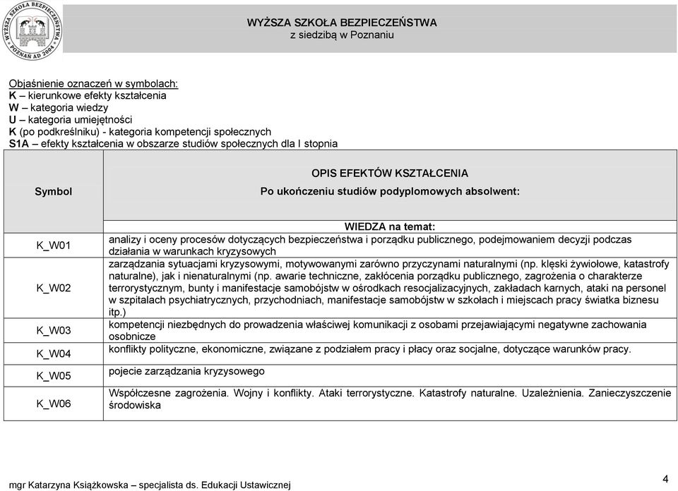 dotyczących bezpieczeństwa i porządku publicznego, podejmowaniem decyzji podczas działania w warunkach kryzysowych zarządzania sytuacjami kryzysowymi, motywowanymi zarówno przyczynami naturalnymi (np.