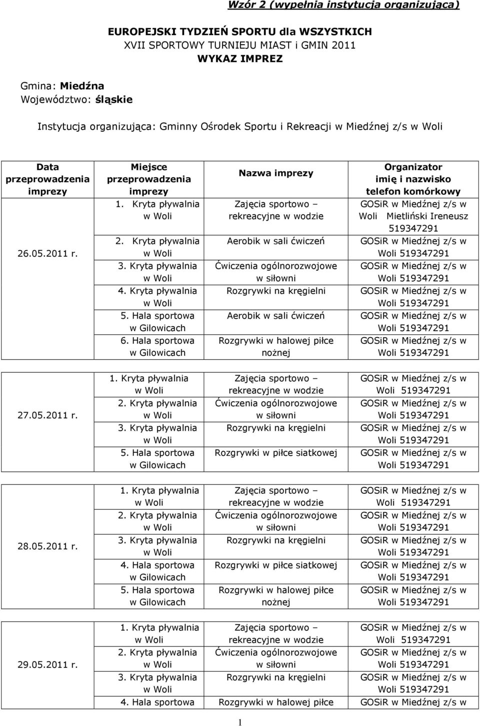 Hala sportowa Aerobik w sali ćwiczeń 6.