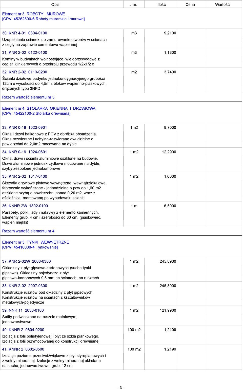 KNR 2-02 0122-0100 Koiny w budynkach wolnostojące, wieloprzewodowe z cegieł klinkierowych o przekroju przewodu 1/2x1/2 c 32.