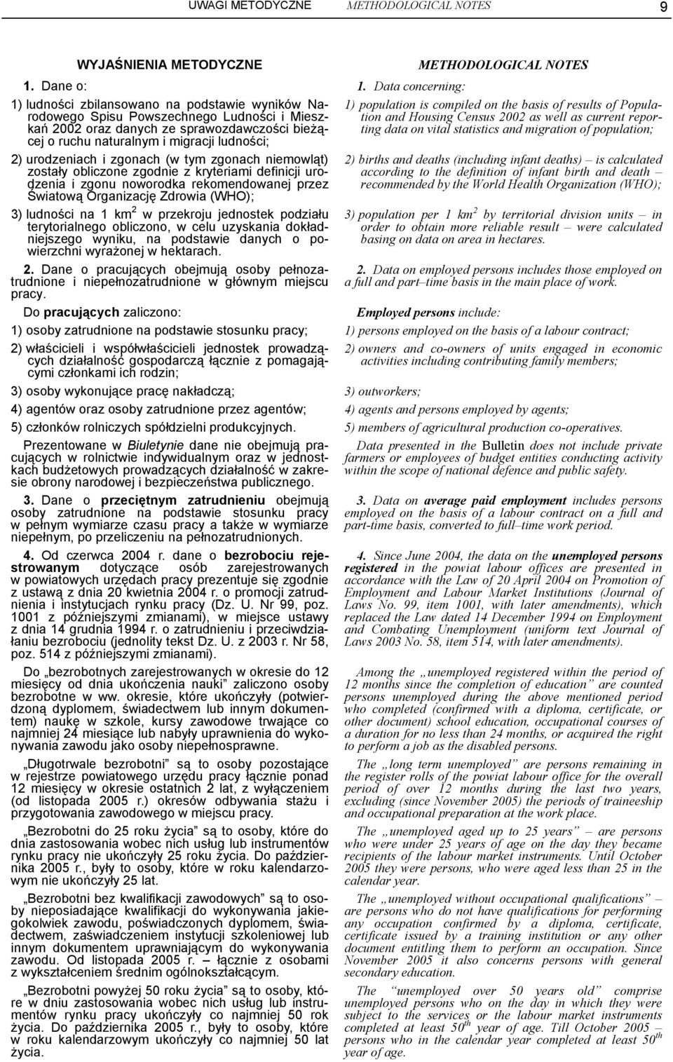 basis of results of Populakań 2002 oraz danych ze sprawozdawczości bieżącej o ruchu naturalnym i migracji ting data on vital statistics and migration of population; ludności; 2) urodzeniach i zgonach