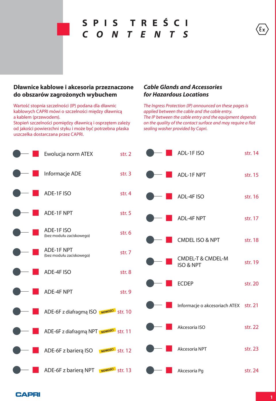 Cable Glands and ccessories for Hazardous ocations The Ingress Protection (IP) announced on these pages is applied between the cable and the cable entry.