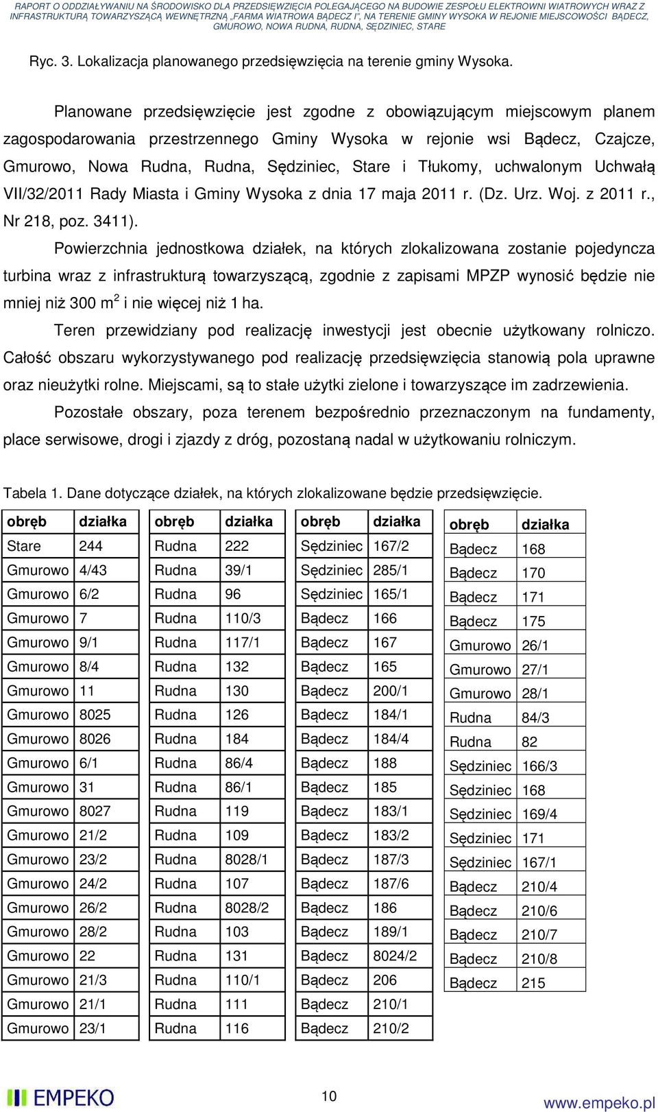 Tłukomy, uchwalonym Uchwałą VII/32/2011 Rady Miasta i Gminy Wysoka z dnia 17 maja 2011 r. (Dz. Urz. Woj. z 2011 r., Nr 218, poz. 3411).