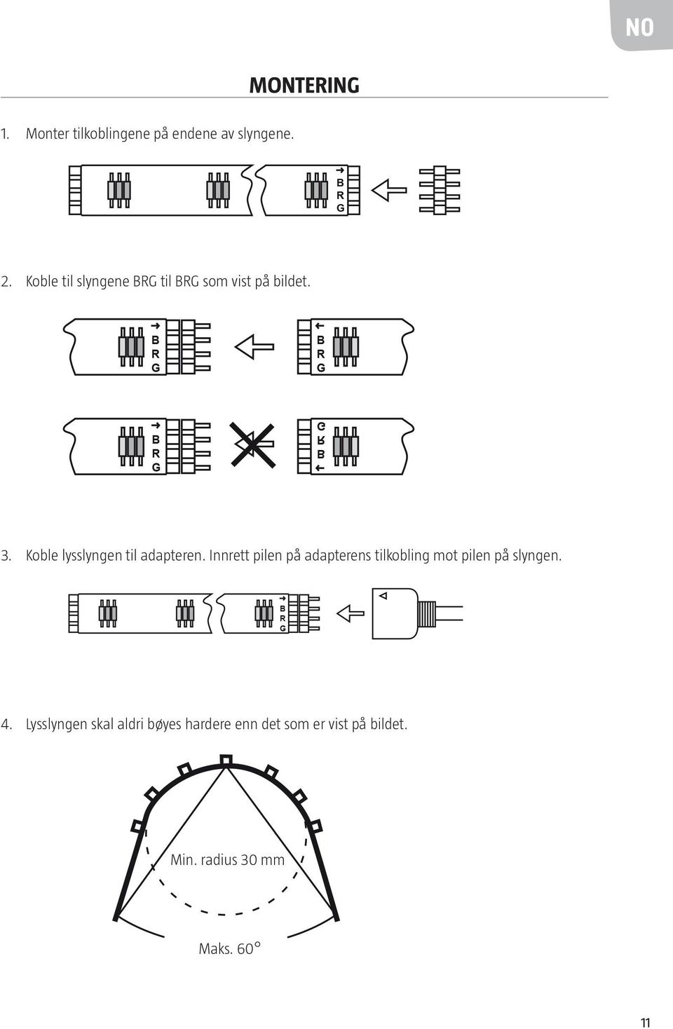 Koble lysslyngen til adapteren.