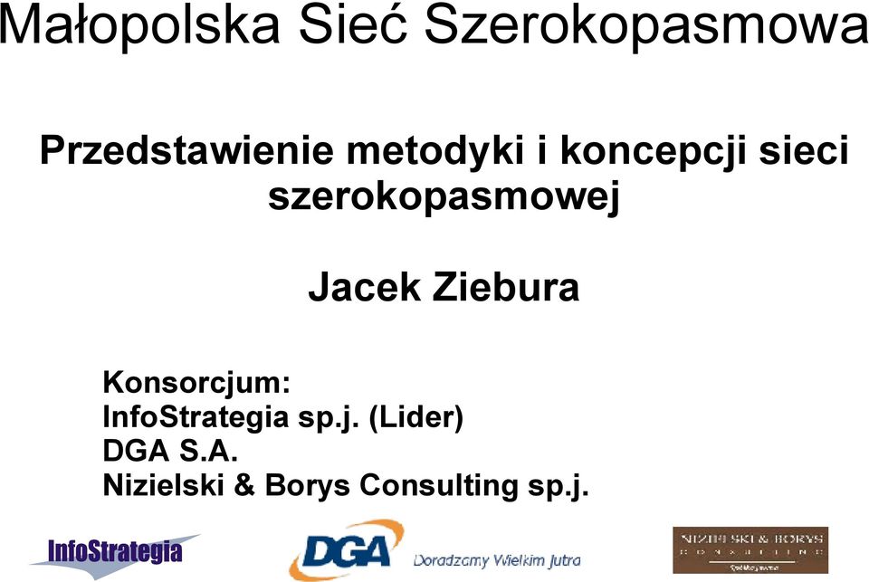Jacek Ziebura Konsorcjum: InfoStrategia sp.j. (Lider) DGA S.