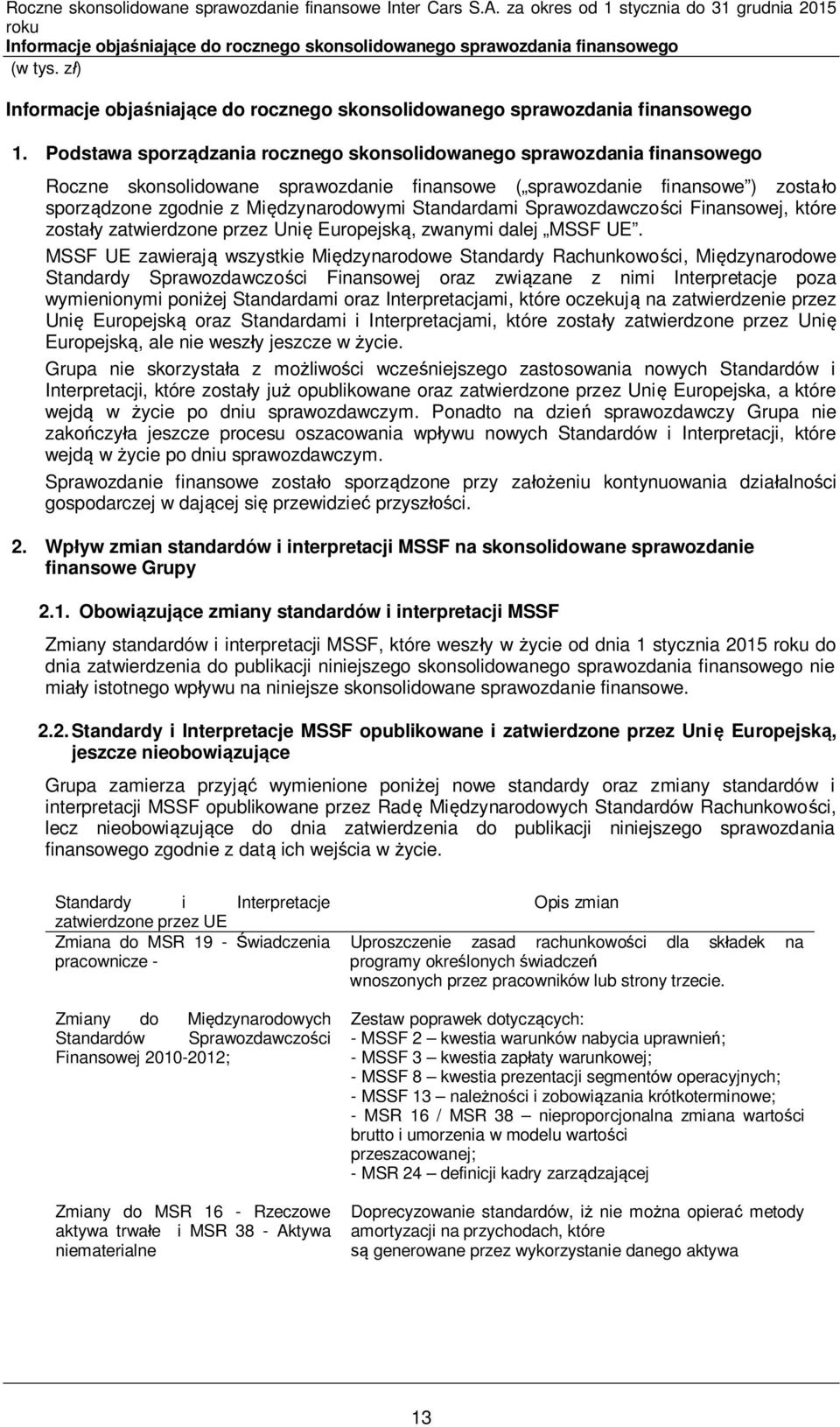 Standardami Sprawozdawczości Finansowej, które zostały zatwierdzone przez Unię Europejską, zwanymi dalej MSSF UE.