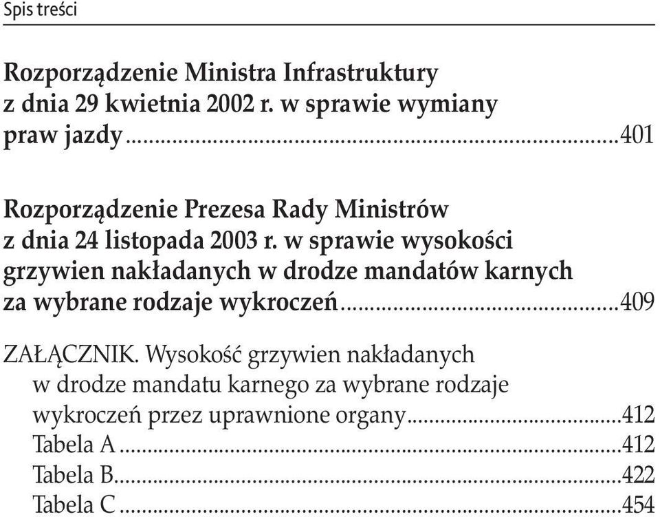 w sprawie wysokości grzywien nakładanych w drodze mandatów karnych za wybrane rodzaje wykroczeń...409 ZAŁĄCZNIK.