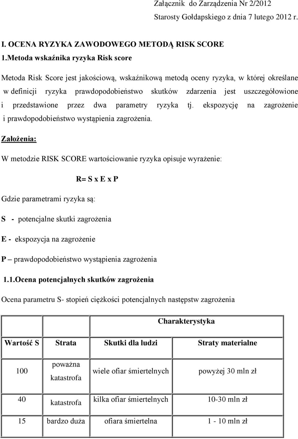 i przedstawione przez dwa parametry ryzyka tj. ekspozycję na zagrożenie i prawdopodobieństwo wystąpienia zagrożenia.