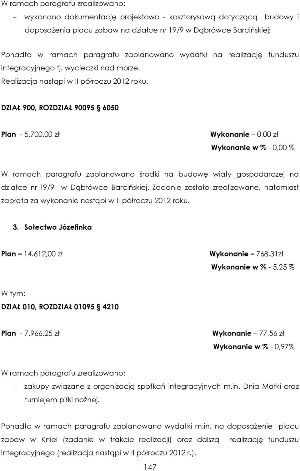 700,00 zł W ramach paragrafu zaplanowano środki na budowę wiaty gospodarczej na działce nr 19/9 w Dąbrówce Barcińskiej.