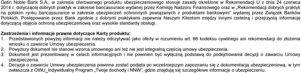 powiązanych z produktami bankowymi wydanej przez Związek Banków Polskich.
