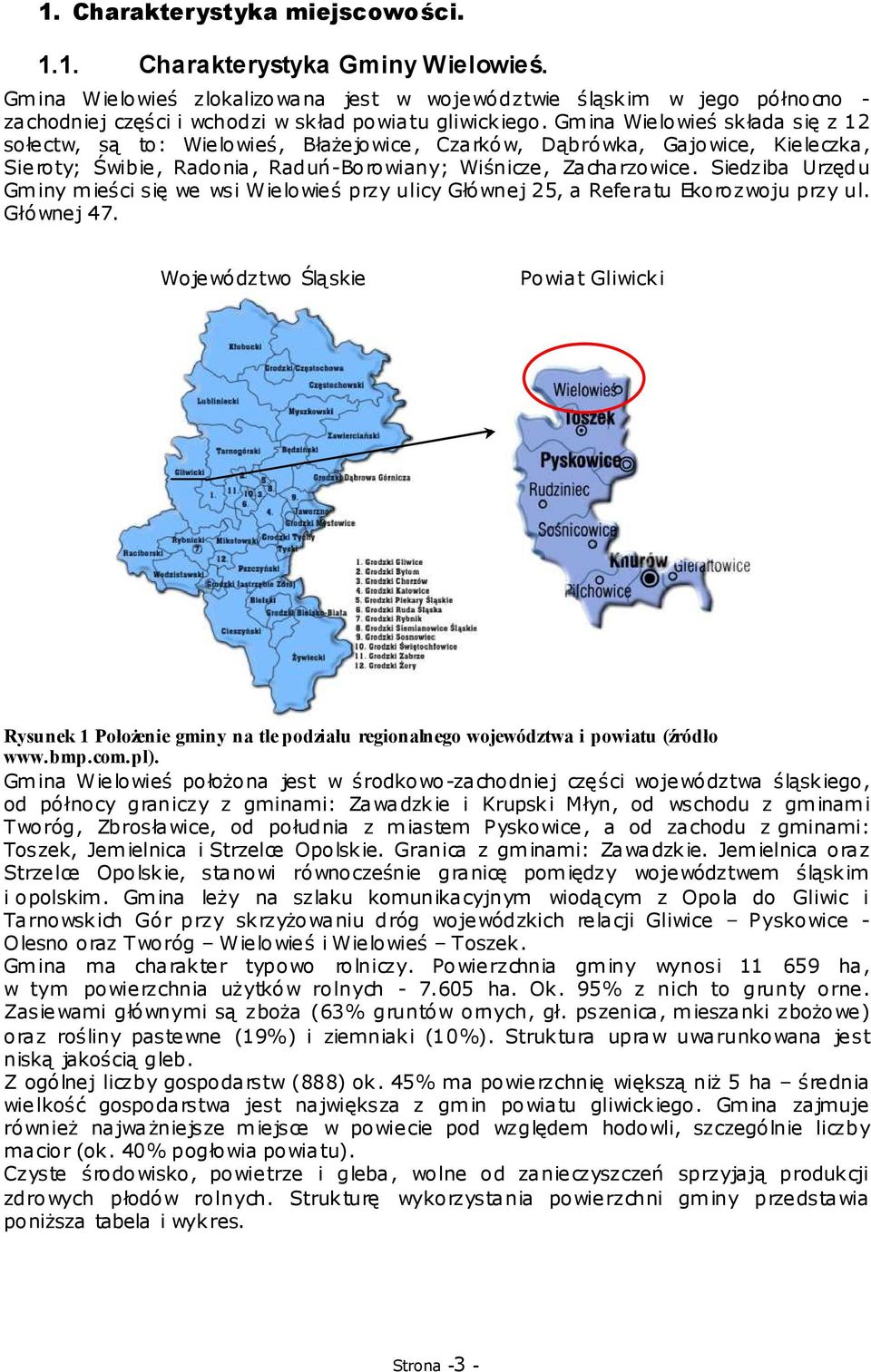 Gmina Wielowieś składa się z 12 sołectw, są to: Wielowieś, BłaŜejowice, Czarków, Dąbrówka, Gajowice, Kieleczka, Sieroty; Świbie, Radonia, Raduń-Borowiany; Wiśnicze, Zacharzowice.