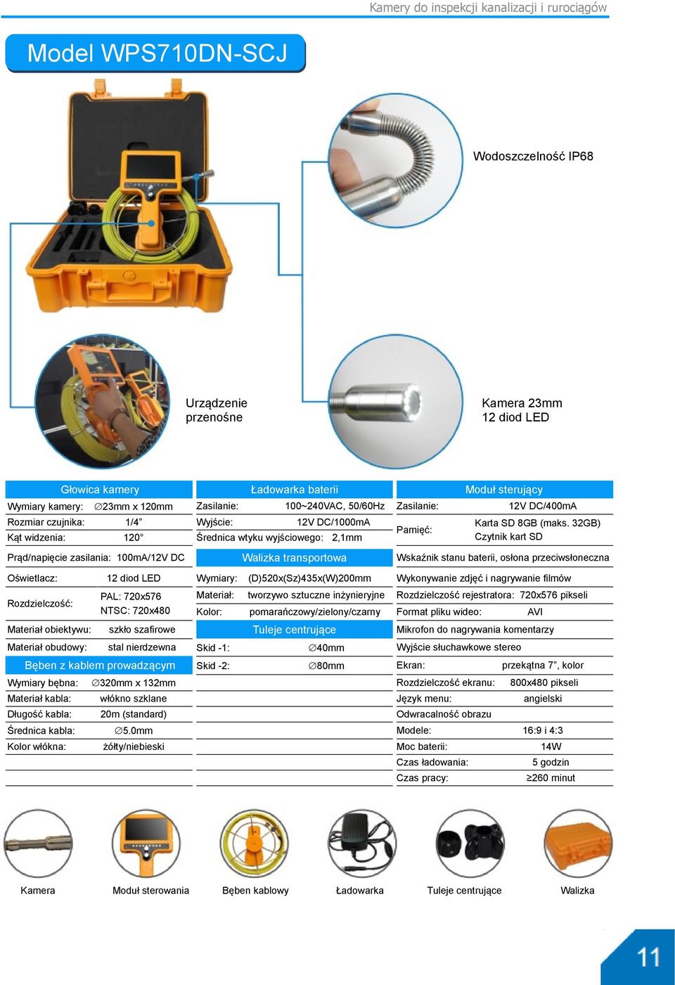 przeciwsłoneczna Oświetlacz: 12 diod LED Wymiary: (D)520x(Sz)435x(W)200mm Wykonywanie zdjęć i nagrywanie filmów PAL: 720x576 Materiał: tworzywo sztuczne inżynieryjne Rozdzielczość rejestratora: