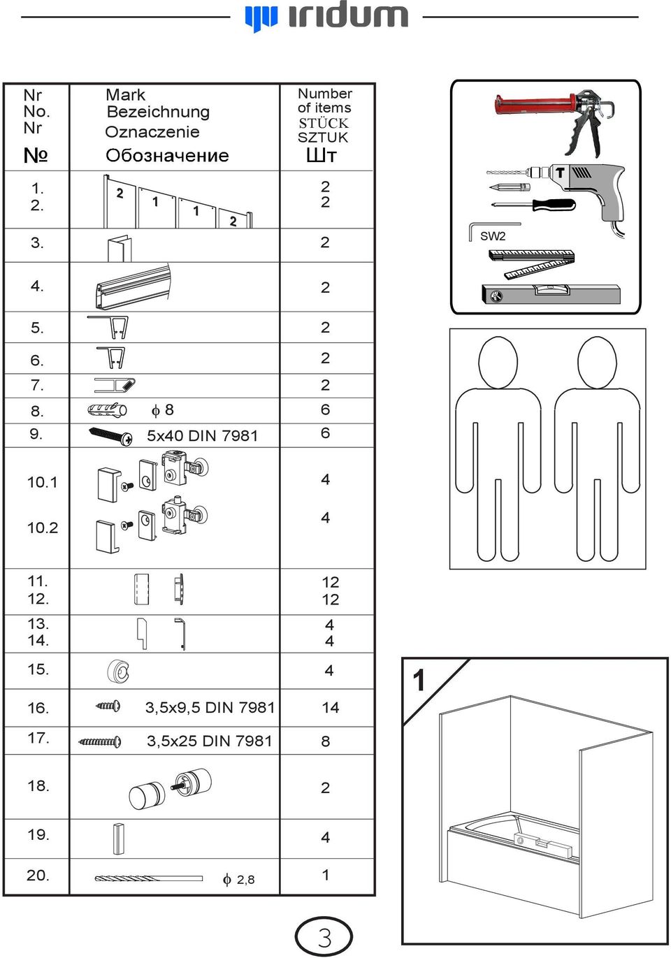 Number of items STÜCK SZTUK... SW.