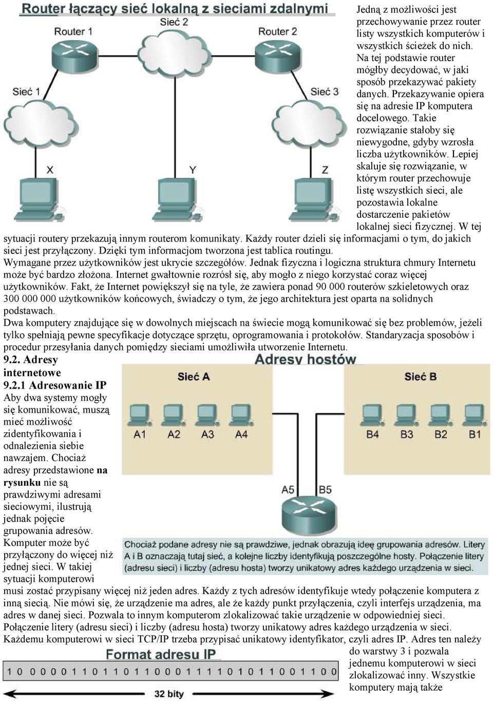 Lepiej skaluje się rozwiązanie, w którym router przechowuje listę wszystkich sieci, ale pozostawia lokalne dostarczenie pakietów lokalnej sieci fizycznej.