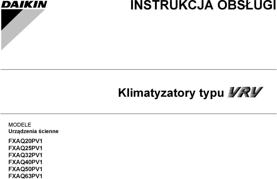 Urządzenia ścienne FXAQ20PV1