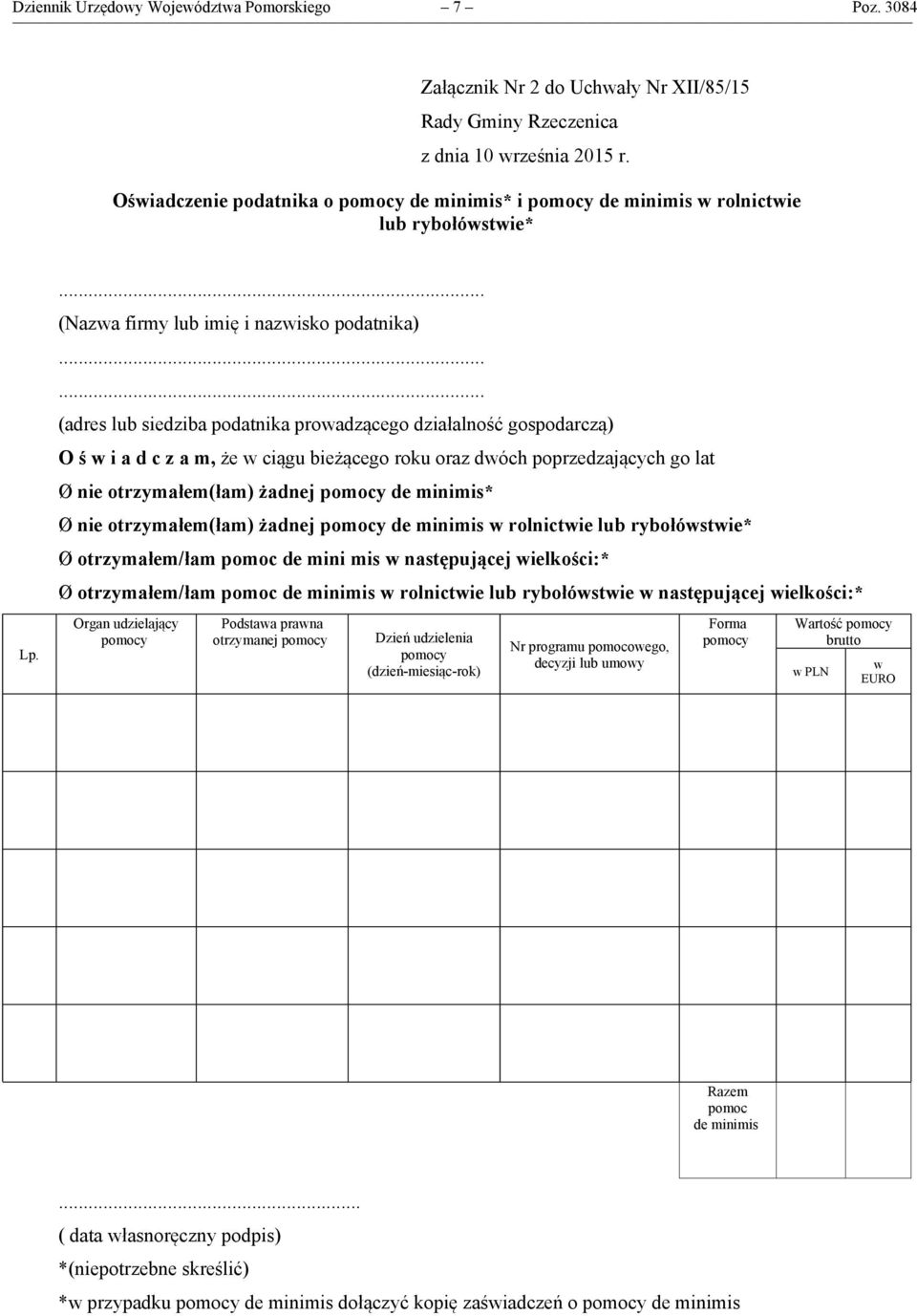 (Nazwa firmy lub imię i nazwisko podatnika) (adres lub siedziba podatnika prowadzącego działalność gospodarczą) O ś w i a d c z a m, że w ciągu bieżącego roku oraz dwóch poprzedzających go lat Ø nie