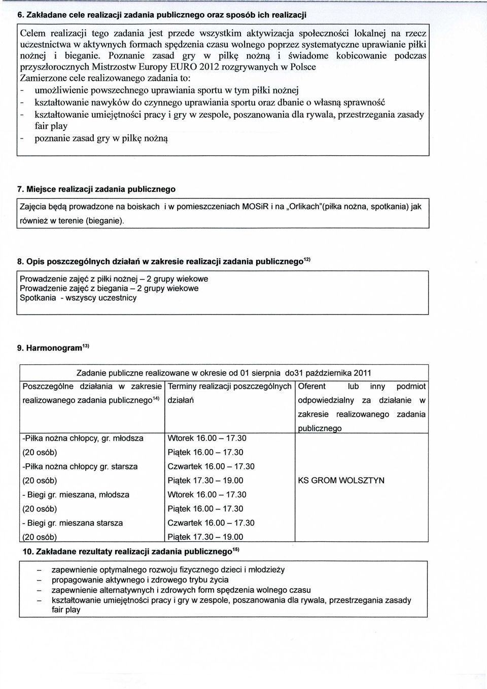 Poznanie zasad gry w pi łkę nożną i świadome kobicowanie podczas przyszłorocznych Mistrzostw Europy EURO 2012 rozgrywanych w Polsce Zamierzone cele realizowanego zadania to: umożliwienie powszechnego