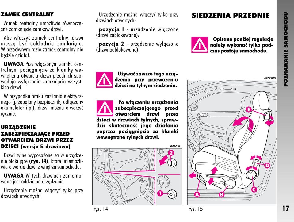 Urzàdzenie mo na w àczyç tylko przy drzwiach otwartych: pozycja 1 - urzàdzenie w àczone (drzwi zablokowane); pozycja 2 - urzàdzenie wy àczone (drzwi odblokowane).