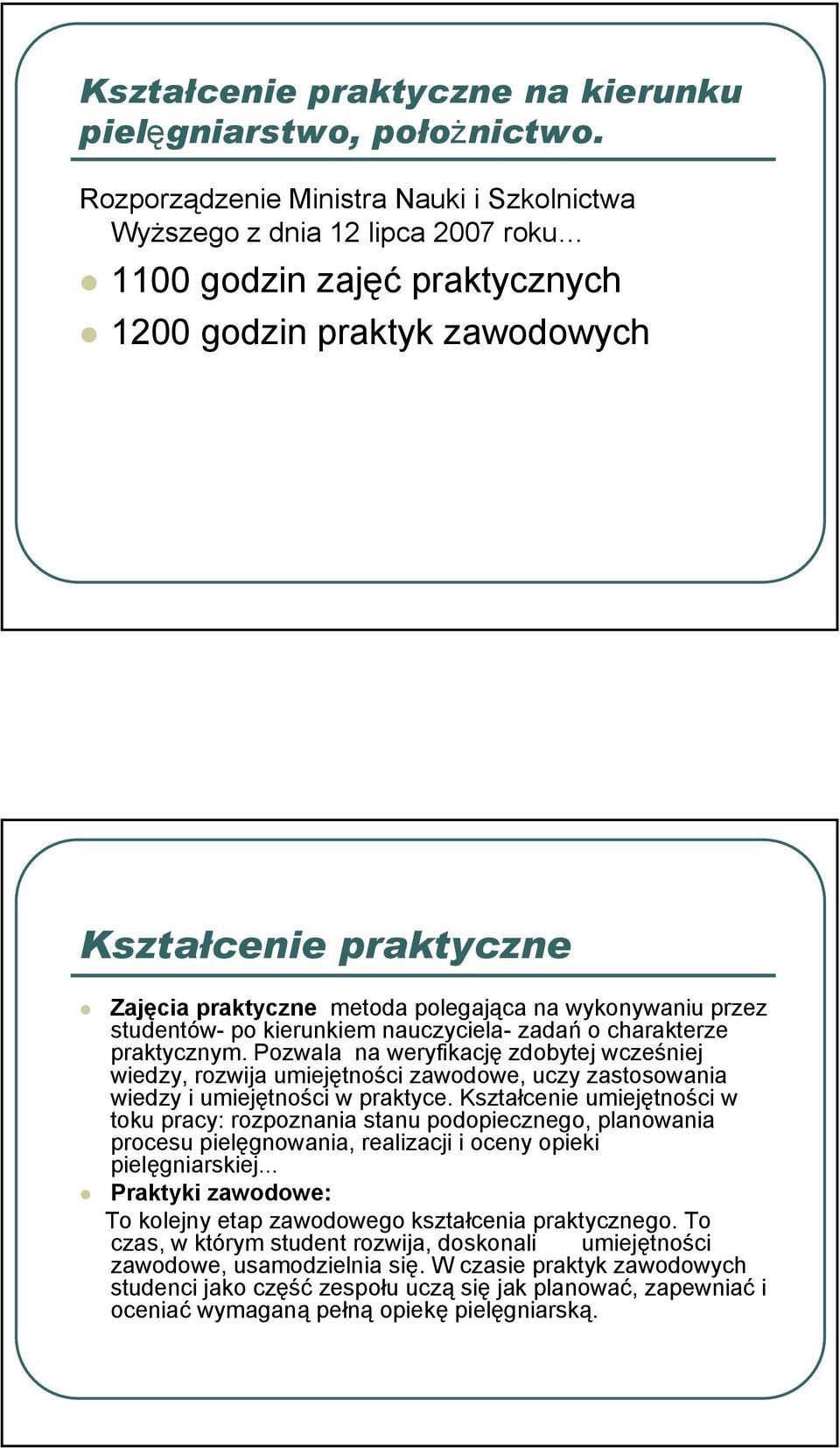 polegająca na wykonywaniu przez studentów- po kierunkiem nauczyciela- zadań o charakterze praktycznym.