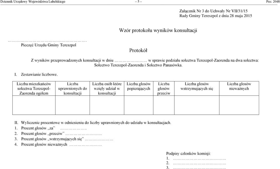 I. Zestawianie liczbowe.