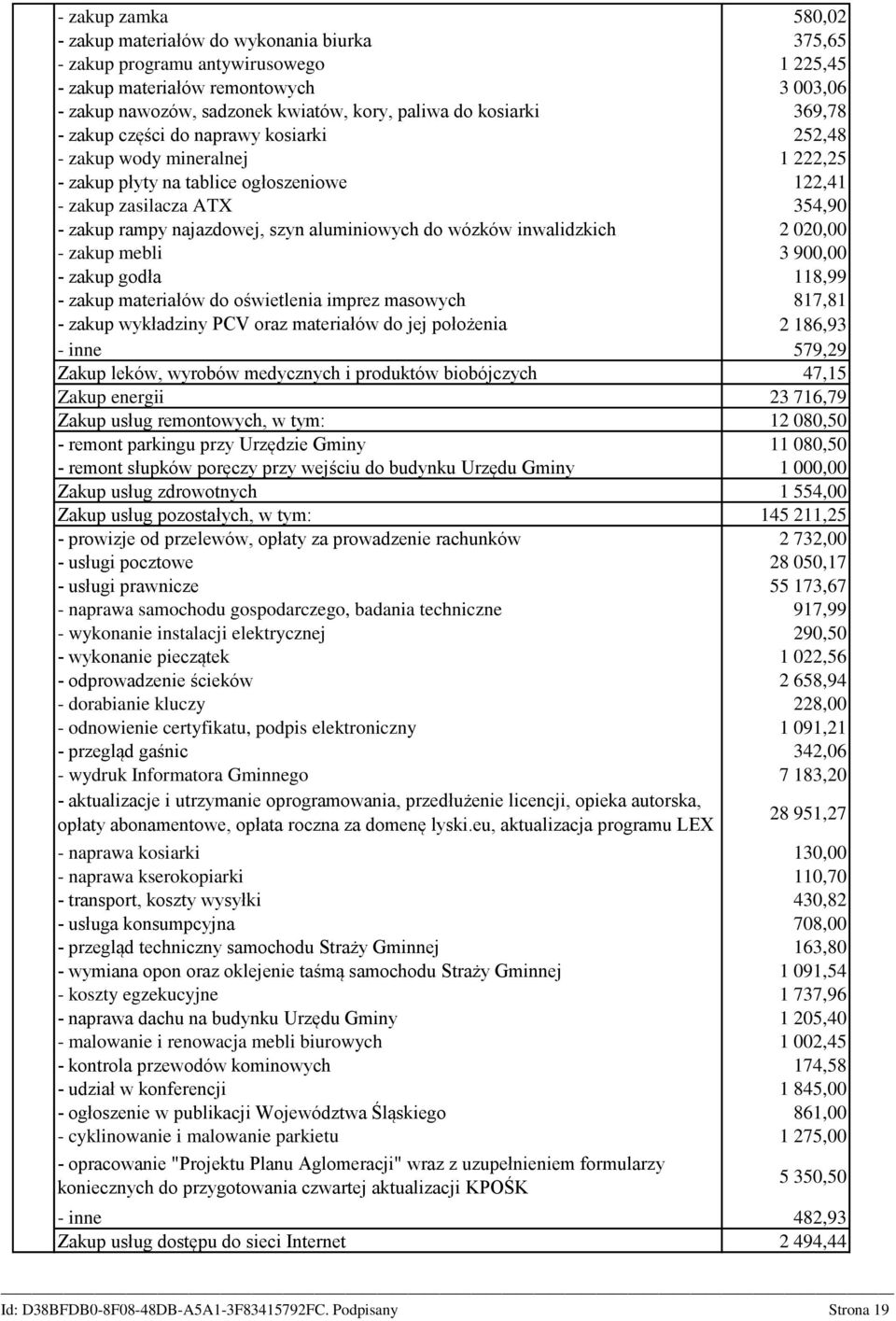 zakup materiałów do oświetlenia imprez masowych - zakup wykładziny PCV oraz materiałów do jej położenia - inne Zakup leków, wyrobów medycznych i produktów biobójczych Zakup energii Zakup usług