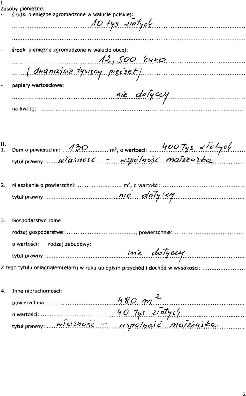 Mieszkanie o powierzchni: m 2, o wartości: tytuł prawny: Hte ysę.. t?/ot<f o 3. Gospodarstwo rolne: rodzaj gospodarstwa:, powierzchnia: o wartości: rodzaj zabudowy: tytut prawny: ^±...^1%^.