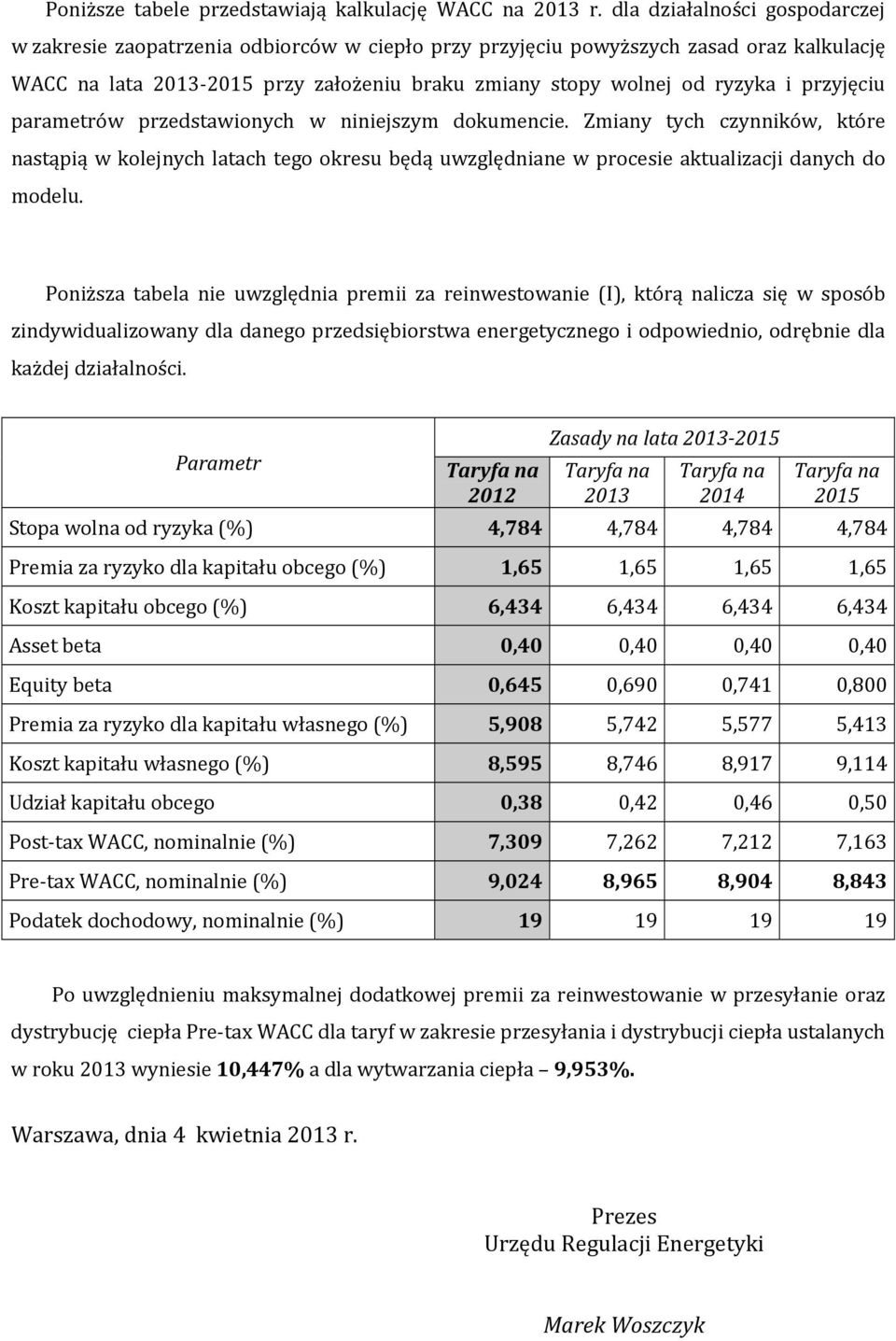 przyjęciu parametrów przedstawionych w niniejszym dokumencie. Zmiany tych czynników, które nastąpią w kolejnych latach tego okresu będą uwzględniane w procesie aktualizacji danych do modelu.