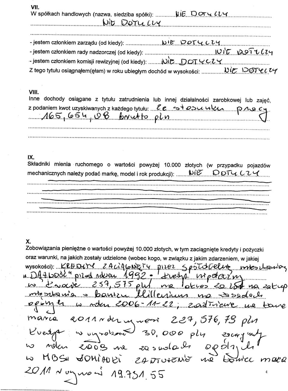 Z tego tytułu osiągnąłem(ęłam) w roku ubiegłym dochód w wysokości: J;He:;-..J.?~~.f.~ '. VII/.