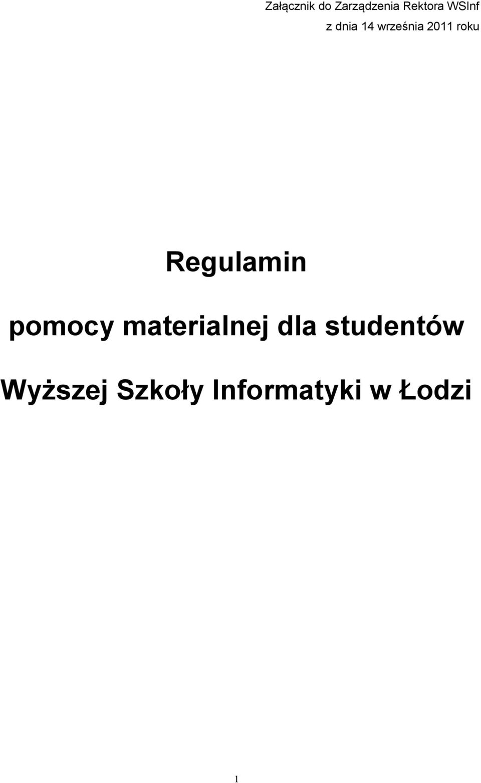 Regulamin pomocy materialnej dla