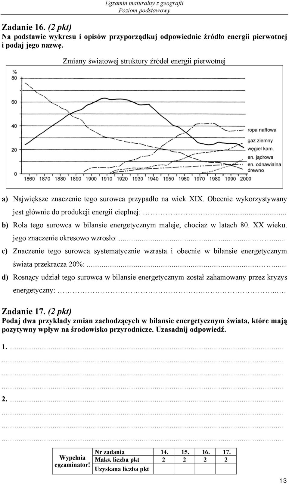 ... b) Rola tego surowca w bilansie energetycznym maleje, chociaż w latach 80. XX wieku. jego znaczenie okresowo wzrosło:.