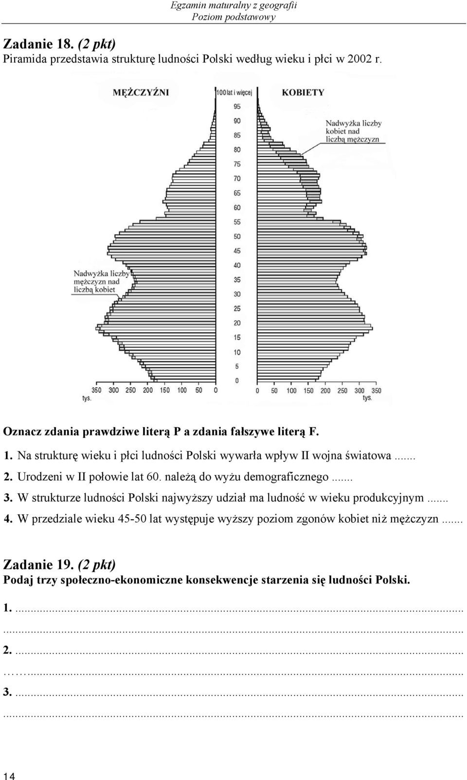 Urodzeni w II połowie lat 60. należą do wyżu demograficznego... 3. W strukturze ludności Polski najwyższy udział ma ludność w wieku produkcyjnym... 4.