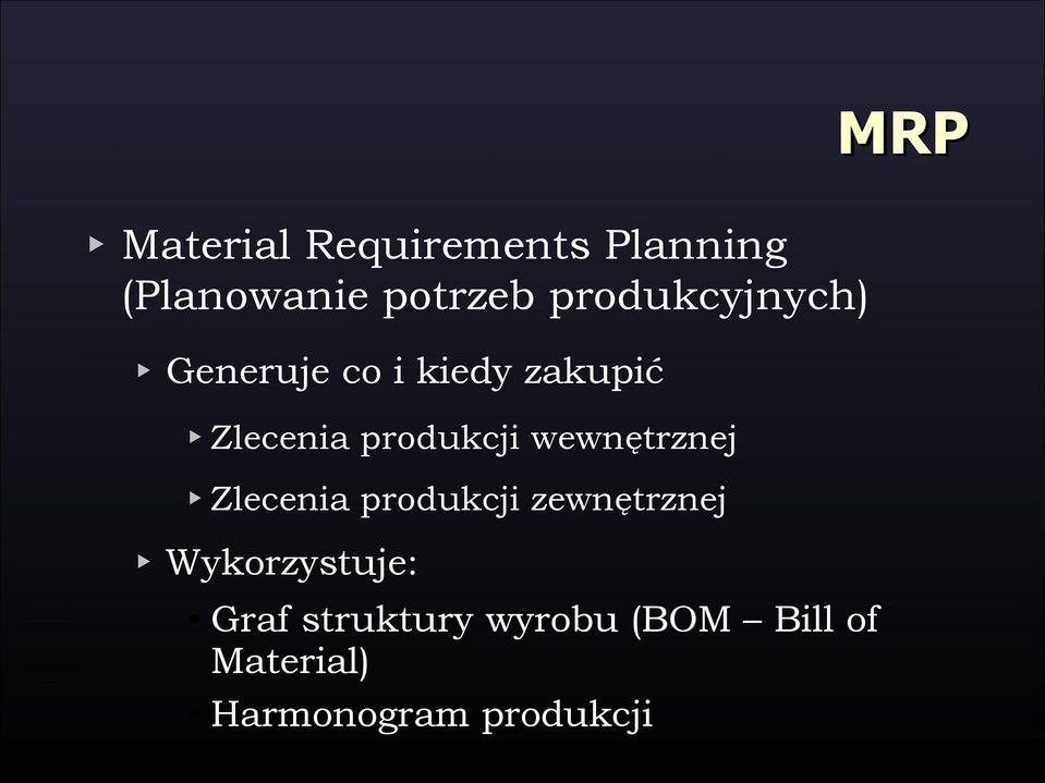 produkcji wewnętrznej Zlecenia produkcji zewnętrznej