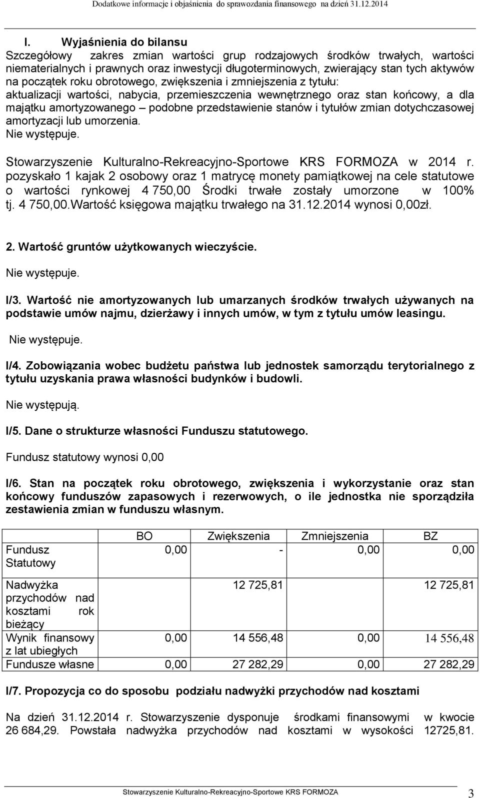 stanów i tytułów zmian dotychczasowej amortyzacji lub umorzenia. w 2014 r.